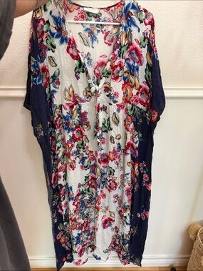 Johnny Was Maya Floral-Print Cover Up Kaftan